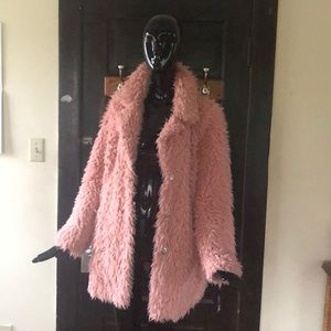 Pink faux fur jacket